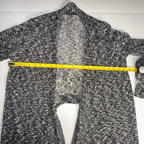 Elie Tahari Womens M Sheer Knit Open Front Long Sleeve Draped Cardigan Black - Picture 5 of 8